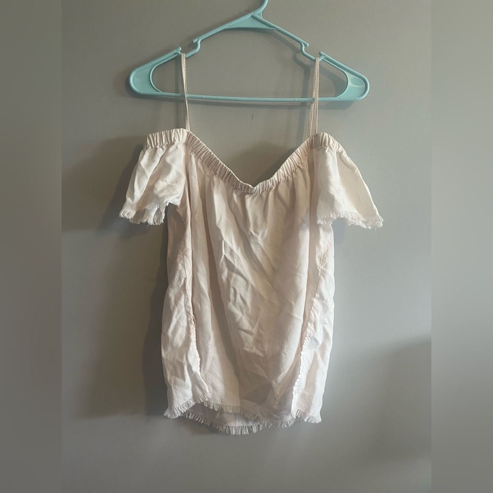 Cloth & Stone Off-Shoulder Cream Blouse Size Medium
